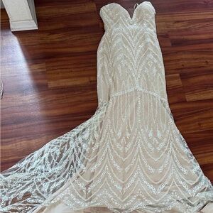 Elegant Unique Beaded Lace Wedding Gown